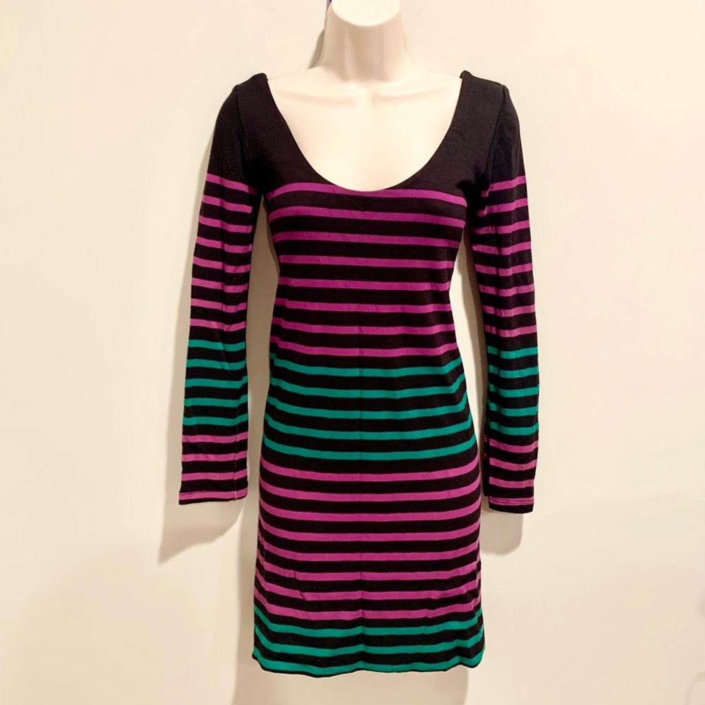 Monrow striped long sleeved minidress